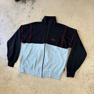 Vintage 80s Converse Black Blue Color Block Full Zip Track Jacket Size Large-T